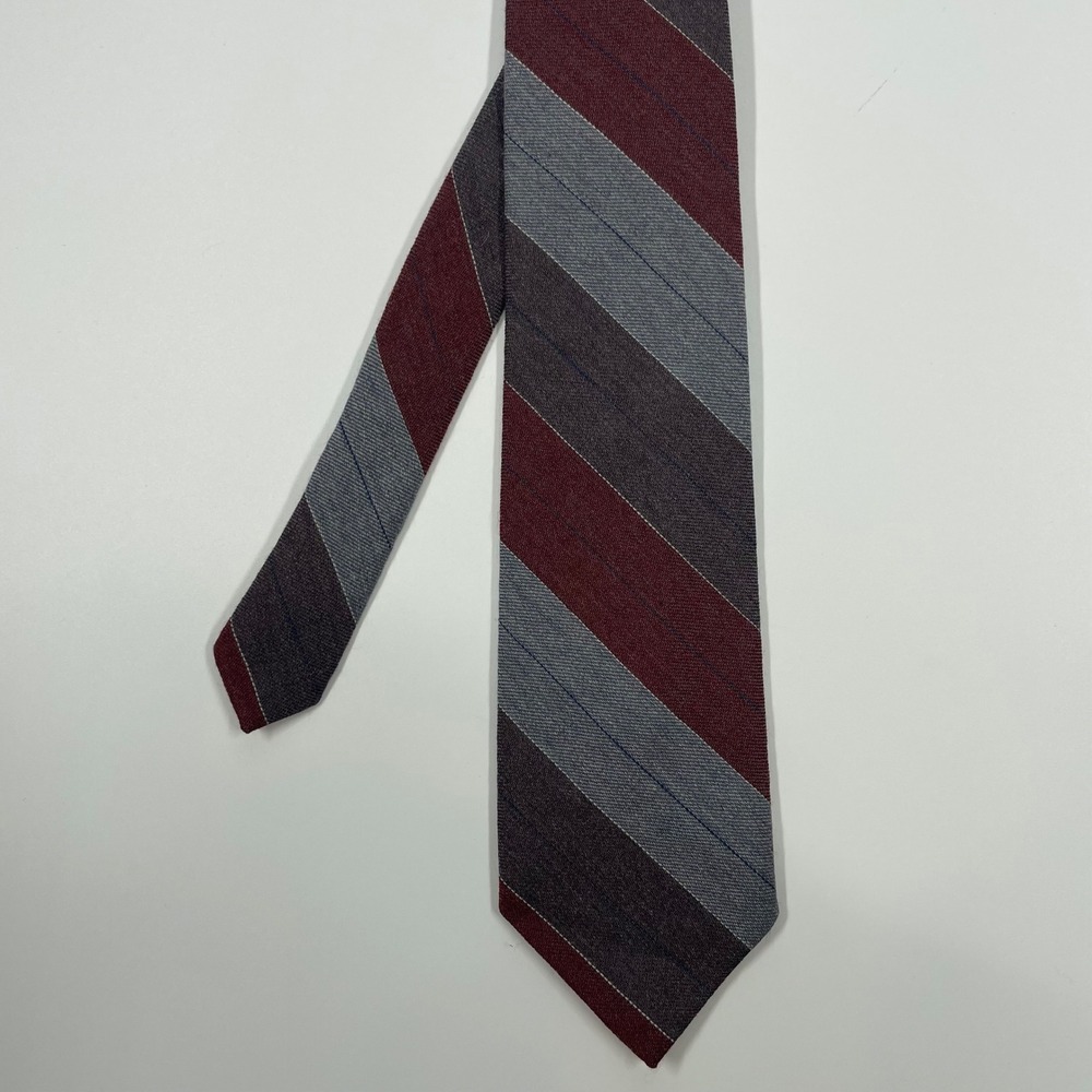 London Fog Burgundy Grey Striped Textured Necktie Mens One Size